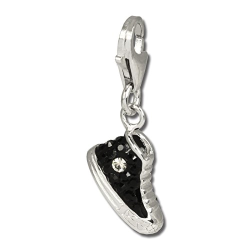 SilberDream schwarz Charm Sneaker Zirkonia 925 Silber Damen Anhänger GSC515S Silber Charmsschmuckanhänger von SilberDream