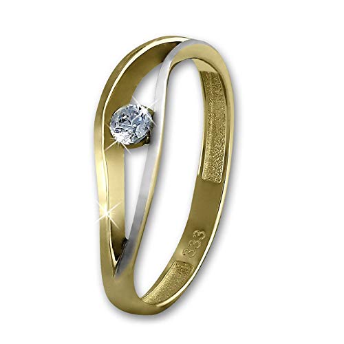 SilberDream GoldDream Gelbgold 8 Karat Zirkonia Ring Welle Gr. 60 Damen bicolour D2GDR510T60 ein Geschenk zu Weihnachten, Geburtstag, Valentinstag für die Frau von SilberDream