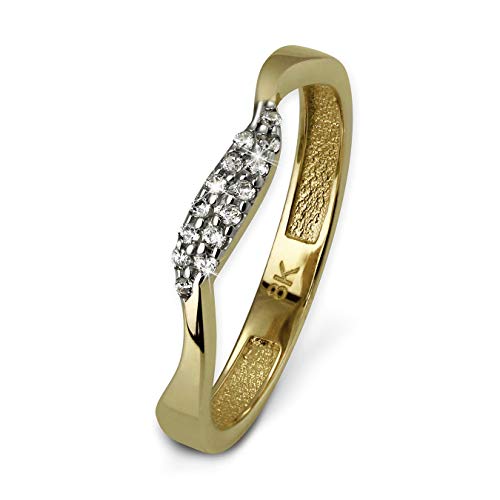 GoldDream Ring 8 Karat Gold Gr.56 333er Gelbgold Welle Zirkonia weiß D2GDR501Y56 ein schönes Geschenk zu Weihnachten, Geburtstag, Valentinstag für die Frau von SilberDream