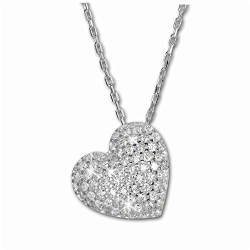 SilberDream Herz Anhänger Zirkonia mit 925er Silber Halskette 44,5cm SDK4986W Silber Halskette von SilberDream