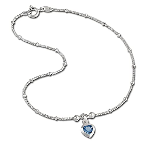 SilberDream Herz Fußkette Damen blau Schmuck 25cm 925 Sterling Silber SDF2025B Silber Fußkette von SilberDream