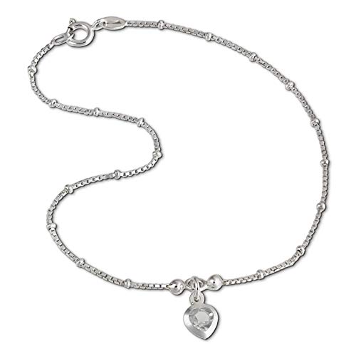 SilberDream Herz Fußkette Damen silber weiß Schmuck 25cm 925 Silber SDF2025W Silber Fußkette von SilberDream