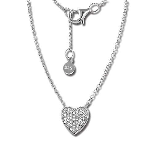 SilberDream Zirkonia Herz Halskette silber Schmuck 44cm 925 Silber GSK401W Silber Halskette von SilberDream
