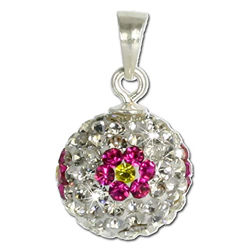 SilberDream Ketten-Anhänger Blume Sterling Silber weiß pink glitzer GSH301 Silber Kettenanhänger von SilberDream