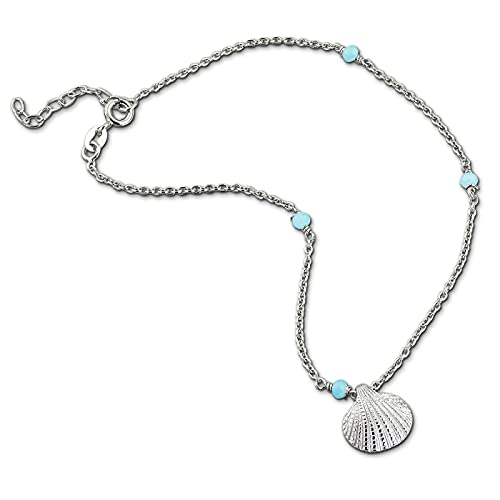 SilberDream Muschel Fußkette Damen hellblau Acrylperle 25cm 925 Silber SDF5245H Silber Fußkette von SilberDream
