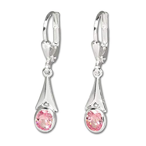 SilberDream Ohrhänger für Damen 925 Silber rosa Stein Ohrringe D3SDO514A Silber, Zirkonia Ohrschmuck für die Frau von SilberDream