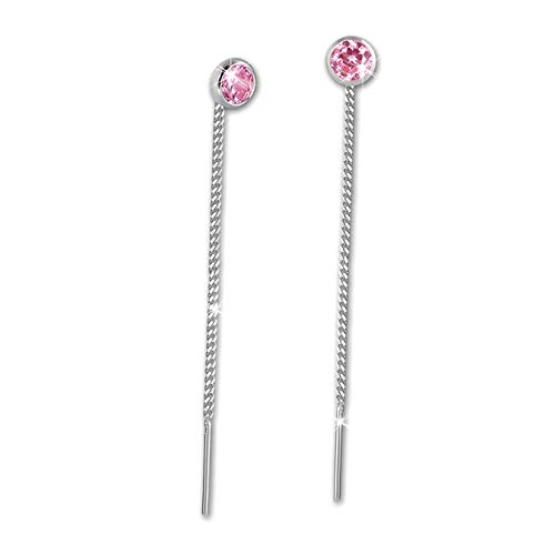 SilberDream Ohrhänger für Damen 925 Silber rosa Zirkonia Ohrringe 3mm D3SDO5963A Silber Ohrschmuck für die Frau von SilberDream