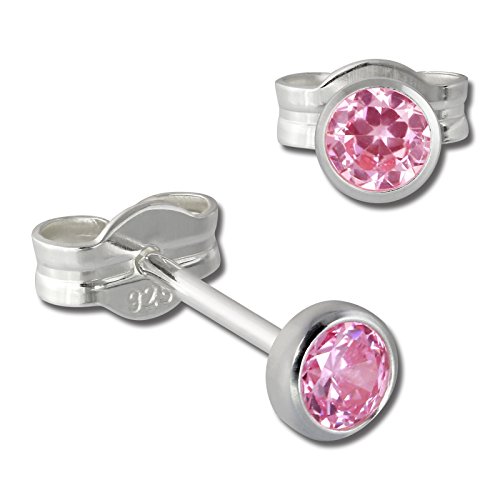 SilberDream Ohrringe 3mm für Damen 925 Silber Ohrstecker Zirkonia rosa SDO5533A Silber Ohrstecker von SilberDream