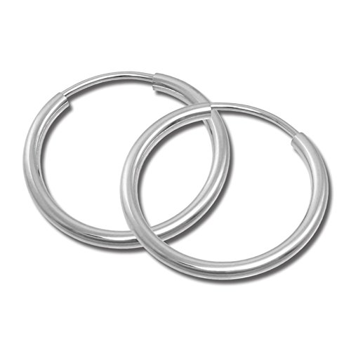 SilberDream Ohrringe 25mm Damen-Schmuck 925er Silber Creolen glanz SDO0142 von SilberDream