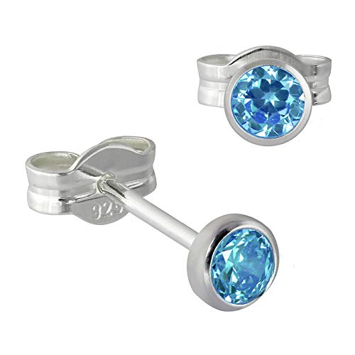 SilberDream Ohrringe 3mm Damen 925 Silber Ohrstecker Zirkonia hellblau SDO5533H Silber Ohrstecker von SilberDream