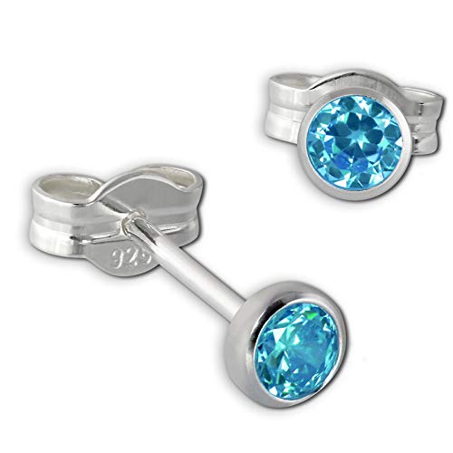 SilberDream Ohrringe 3mm Damen 925 Silber Ohrstecker Zirkonia türkis SDO5533T Silber Ohrstecker von SilberDream