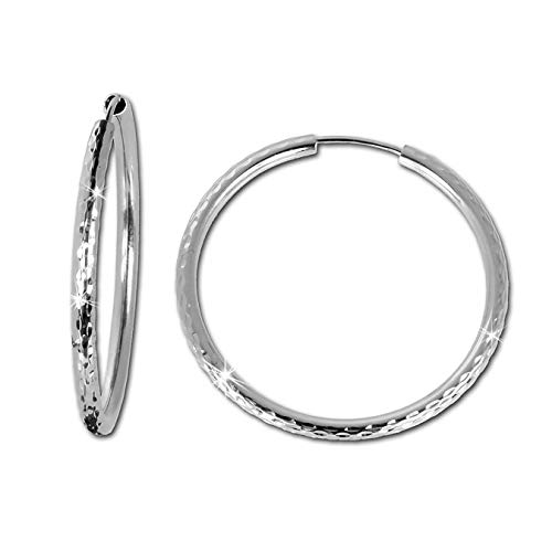 SilberDream Ohrringe 40mm Damen-Schmuck 925er Silber Creolen Schliff SDO074 Silber Creole von SilberDream