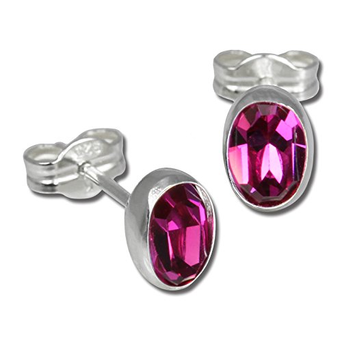 SilberDream Ohrringe Damen 925 Silber Ohrstecker oval Zirkonia pink SDO552P Silber Ohrstecker von SilberDream