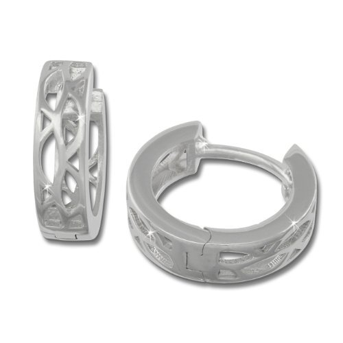 SilberDream Ohrringe Damen-Schmuck 925er Echt Silber Creolen Muster SDO3305 Silber Creole von SilberDream