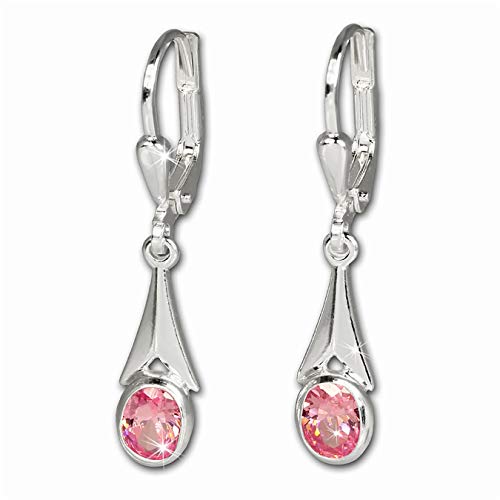 SilberDream Ohrringe Damen-Schmuck 925er Silber Ohrhänger Stein rosa SDO514A Silber Ohrhänger von SilberDream