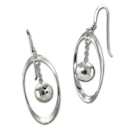SilberDream Ohrringe Ohrhänger 925 Silber Oval mit Kugel Damen Schmuck SDO6710J Silber Ohrhänger von SilberDream