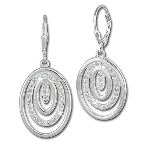 SilberDream Ohrringe für Damen 925 Silber Ohrhänger Oval Zirkonia weiß SDO364S Silber Ohrhänger von SilberDream