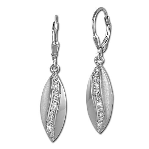 SilberDream Ohrringe für Damen 925 Silber Ohrhänger Oval Zirkonia weiß SDO369M Silber Ohrhänger von SilberDream
