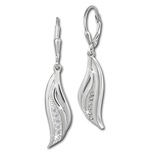 SilberDream Ohrringe Damen 925 Silber Ohrhänger Welle Zirkonia weiß SDO361M Silber Ohrhänger von SilberDream