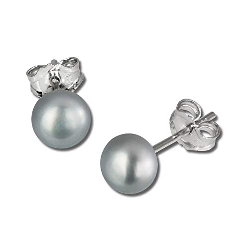 SilberDream Ohrringe Ohrstecker 4,5mm Echt Silber grau Perle für Damen D2SDO105K ein schönes Geschenk zu Weihnachten, Geburtstag, Valentinstag für die Frau von SilberDream