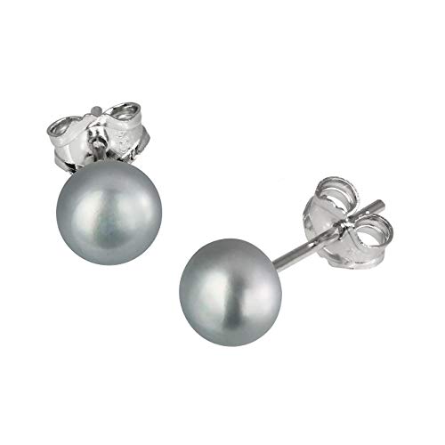 SilberDream Ohrringe Ohrstecker 5,5mm Echt Silber grau Perle für Damen D2SDO106K ein schönes Geschenk zu Weihnachten, Geburtstag, Valentinstag für die Frau von SilberDream