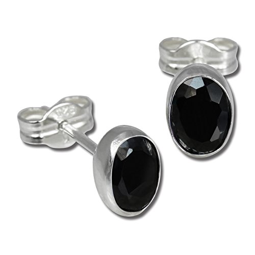 SilberDream Ohrringe Damen 925 Silber Ohrstecker oval Zirkonia schwarz SDO552S Silber Ohrstecker von SilberDream