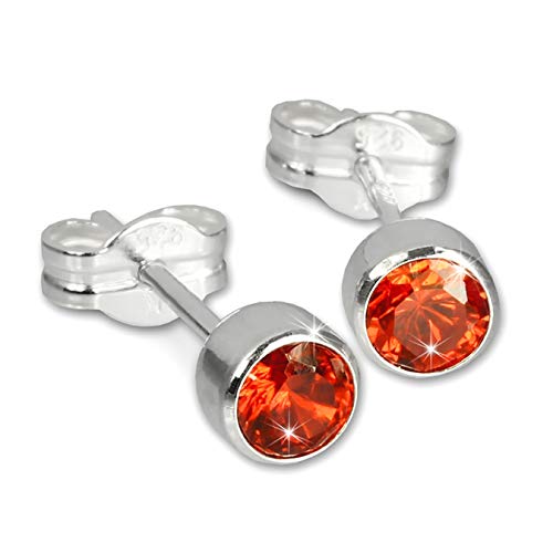 SilberDream Ohrstecker Damen 925 Silber orange Zirkonia Ohrringe 5mm D3SDO503O Silber, Zirkonia Ohrschmuck für die Frau von SilberDream