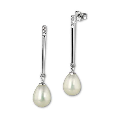 SilberDream Ohrstecker Perle mit Zirkonias Echt Silber weiß Ohrringe D3SDO1728W Silber, Perle Ohrschmuck für die Frau von SilberDream