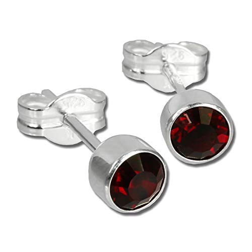 SilberDream Ohrstecker für Damen 925 Silber rot Zirkonia Ohrringe 5mm D3SDO503D Silber, Zirkonia Ohrschmuck für die Frau von SilberDream