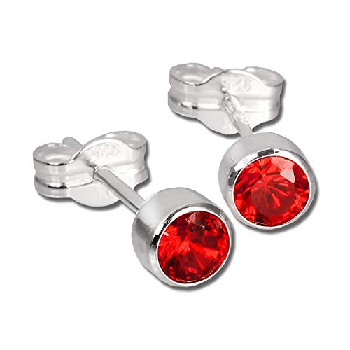 SilberDream Ohrstecker für Damen 925 Silber rot Zirkonia Ohrringe 5mm D3SDO503R Silber, Zirkonia Ohrschmuck für die Frau von SilberDream