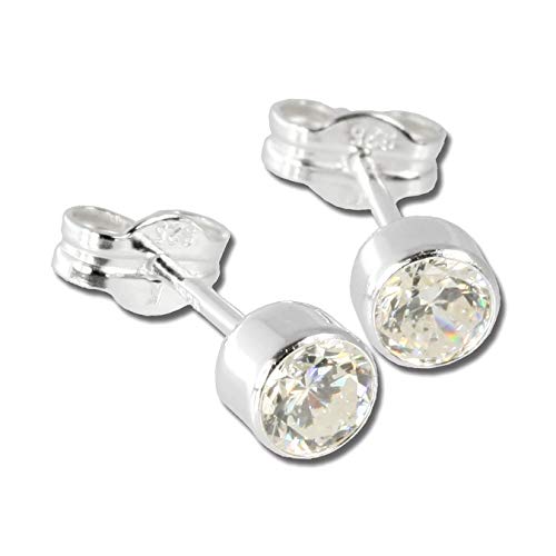 SilberDream Ohrstecker für Damen 925 Silber weiß Zirkonia Ohrringe 5mm D3SDO503W Silber, Zirkonia Ohrschmuck für die Frau von SilberDream