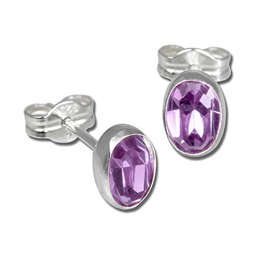 SilberDream Ohrstecker für Damen Silber lila oval Zirkonia Ohrringe D3SDO552F Silber, Zirkonia Ohrschmuck für die Frau von SilberDream