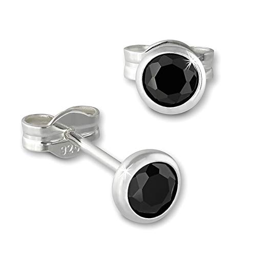 SilberDream Ohrstecker für Damen Silber schwarz Zirkonia Ohrringe 4mm D3SDO5534S Silber, Zirkonia Ohrschmuck für die Frau von SilberDream