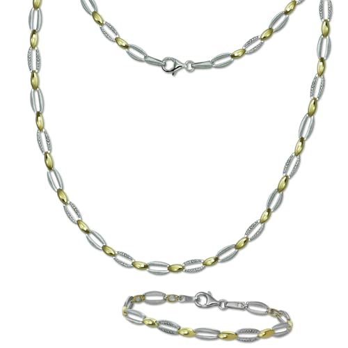 SilberDream Oval Collier und Armband Damen Schmuck-Set 925er Silber bicolor SDS4800T Silber Schmuckset von SilberDream