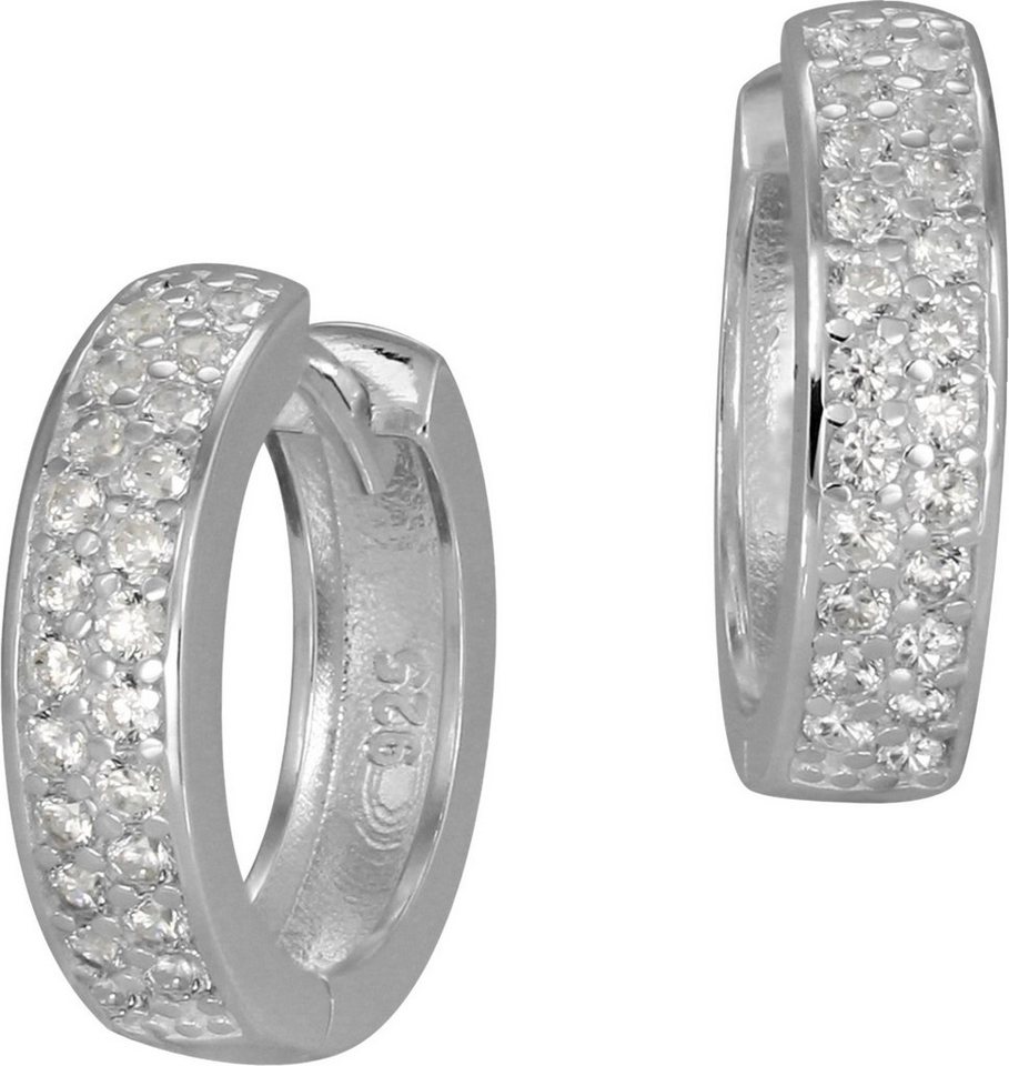 SilberDream Paar Creolen SilberDream Ohrringe 17mm Damen Silber (Creolen), Damen Creolen 2-reihig aus 925 Sterling Silber, Farbe: silber, weiß von SilberDream