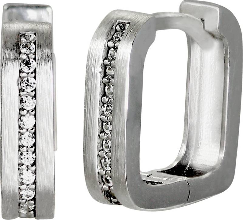 SilberDream Paar Creolen SilberDream Creole -eckig- Zirkonia weiß (Creolen), Damen Creolen eckig aus 925 Sterling Silber, Farbe: silber, weiß von SilberDream