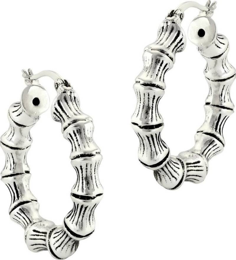 SilberDream Paar Creolen SilberDream Ohrringe Creolen 925 Silber (Creolen), Damen Creolen Bambus aus 925 Sterling Silber, Farbe: silber von SilberDream