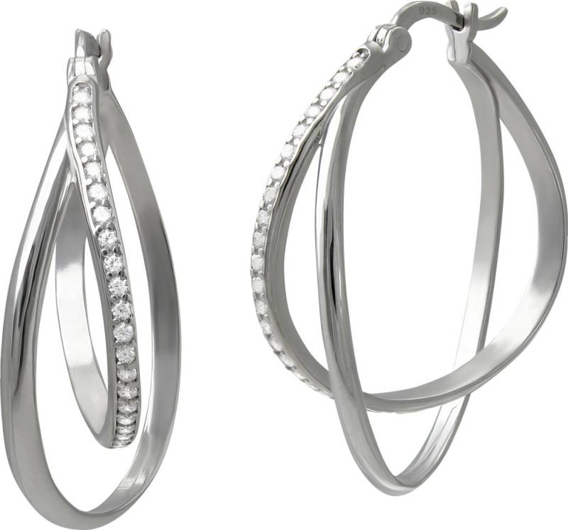 SilberDream Paar Creolen SilberDream Creole Double Zirkonia 925 (Creolen), Damen Creolen Double aus 925 Sterling Silber, Farbe: silberfarben von SilberDream