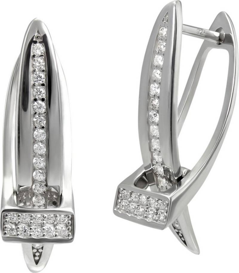 SilberDream Paar Creolen SilberDream Creole X-Form Zirkonia 925 (Creolen), Damen Creolen X-Form aus 925 Sterling Silber, Farbe: silberfarben von SilberDream