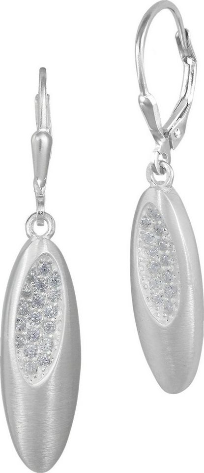 SilberDream Paar Ohrhänger SilberDream Ohrringe für Damen 925 Silber (Ohrhänger), Damen Ohrhänger oval aus 925 Sterling Silber, Farbe: silber, weiß von SilberDream