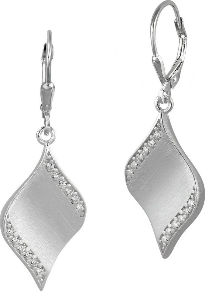 SilberDream Paar Ohrhänger SilberDream Ohrringe Damen 925 Silber (Ohrhänger), Damen Ohrhänger Welle aus 925 Sterling Silber, Farbe: silber, weiß von SilberDream