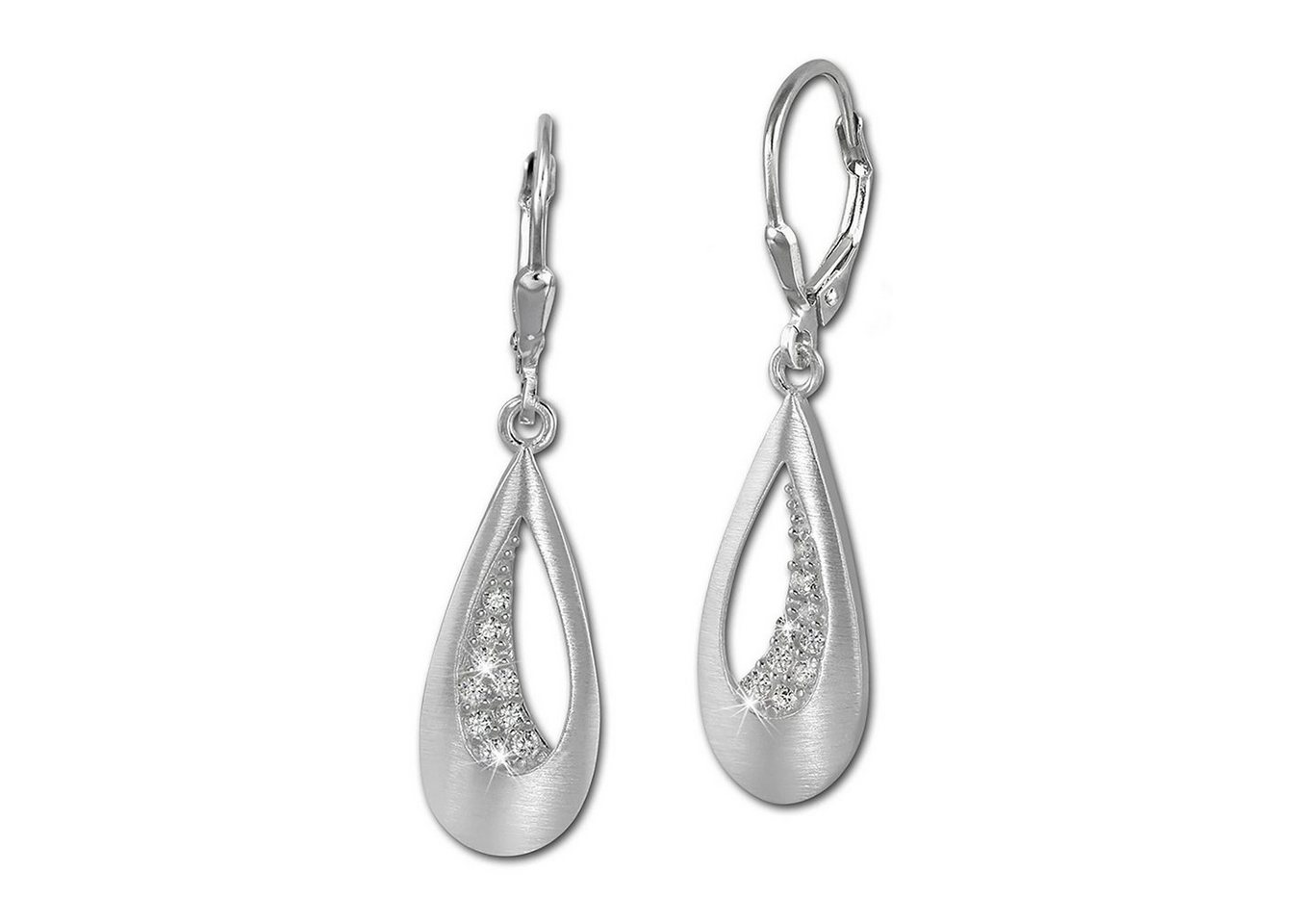 SilberDream Paar Ohrhänger SilberDream Ohrringe Damen 925 Silber (Ohrhänger), Damen Ohrhänger Tropfen aus 925 Sterling Silber, Farbe: silber, weiß von SilberDream