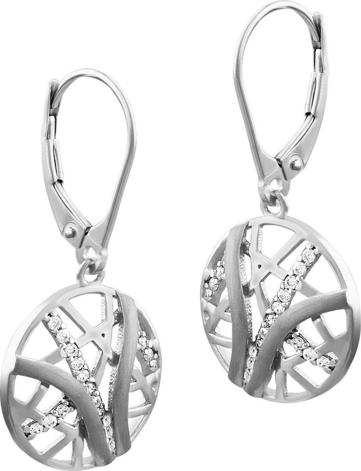 SilberDream Paar Ohrhänger SilberDream weiß Scheibe Ohrringe Silber (Ohrhänger), Damen Ohrhänger Scheibe aus 925 Sterling Silber, Farbe: silber, weiß von SilberDream