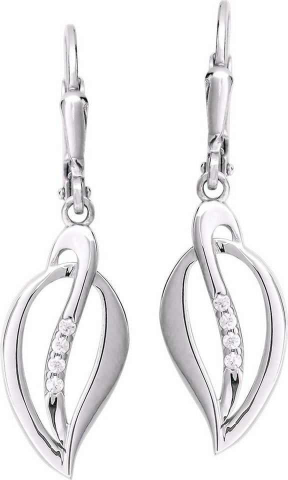 SilberDream Paar Ohrhänger SilberDream Damen Ohrhänger Ohrringe 925 (Ohrhänger), Damen Ohrhänger Blatt aus 925 Sterling Silber, Farbe: silber, weiß von SilberDream