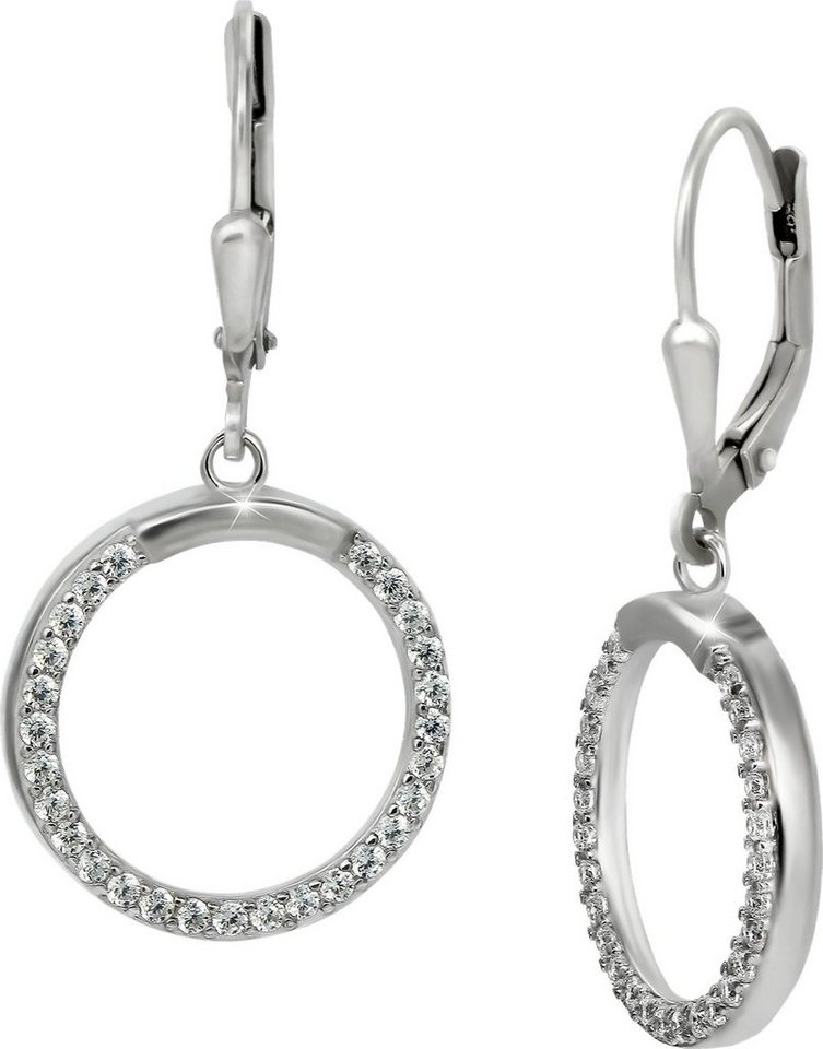 SilberDream Paar Ohrhänger SilberDream Damen Ohrringe Silber (Ohrhänger), Damen Ohrhänger Round aus 925 Sterling Silber, Farbe: silber, weiß von SilberDream