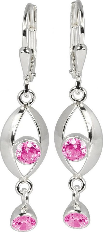 SilberDream Paar Ohrhänger SilberDream Ohrringe für Damen 925 Silber (Ohrhänger), Damen Ohrhänger Eye aus 925 Sterling Silber, Farbe: silber, rosa von SilberDream