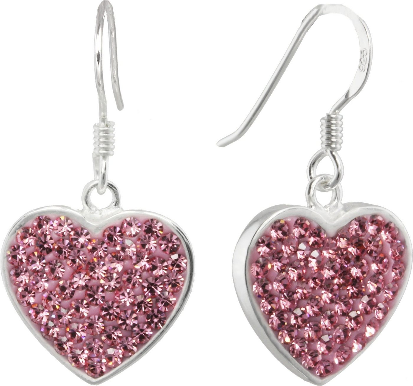 SilberDream Paar Ohrhänger SilberDream Ohrringe für Damen 925 Silber (Ohrhänger), Damen Ohrhänger Herz aus 925 Sterling Silber, Farbe: silber, rosa von SilberDream