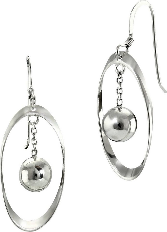 SilberDream Paar Ohrhänger SilberDream Ohrringe Ohrhänger 925 Silber (Ohrhänger), Damen Ohrhänger Oval mit Kugel aus 925 Sterling Silber, Farbe: silber von SilberDream