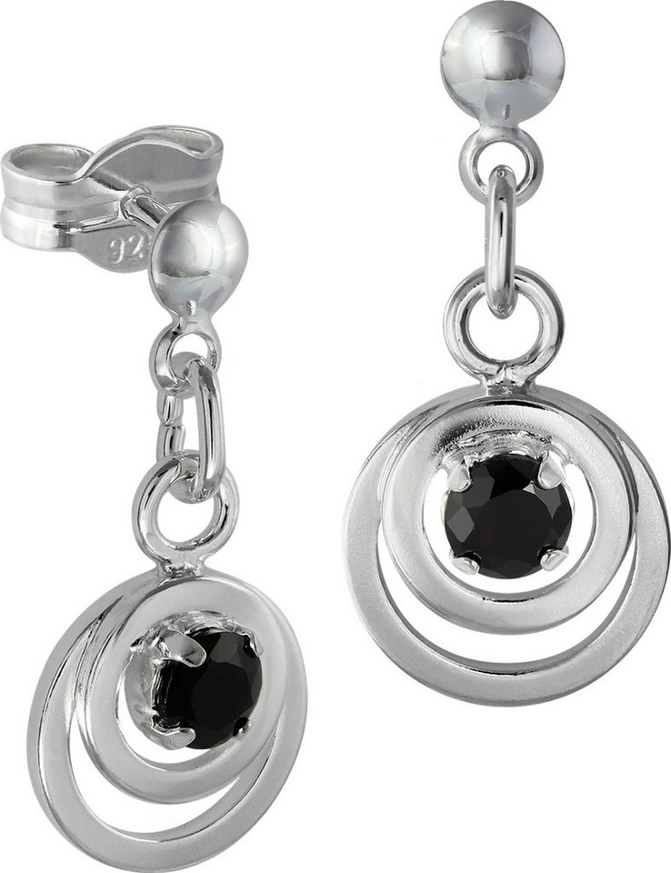 SilberDream Paar Ohrhänger SilberDream Ohrringe Silber Ohrhänger (Ohrhänger), Damen Ohrhänger Doppelring 925 Sterling Silber, Farbe: silber, schwarz von SilberDream