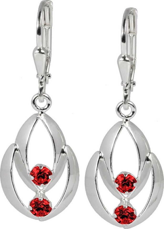 SilberDream Paar Ohrhänger SilberDream Ohrringe für Damen 925 Silber (Ohrhänger), Damen Ohrhänger aus 925 Sterling Silber, Farbe: silber, rot von SilberDream